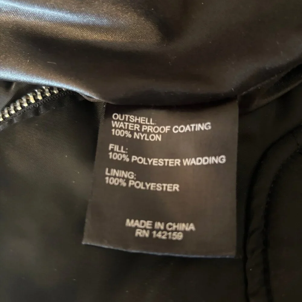 Rebel Minds Women's black puffer coat bomber jacket full zip sz‎ XL EUC